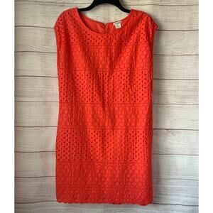 Cole Daniel Coral Eyelet Lace Shift Dress Sleeveless Size Medium